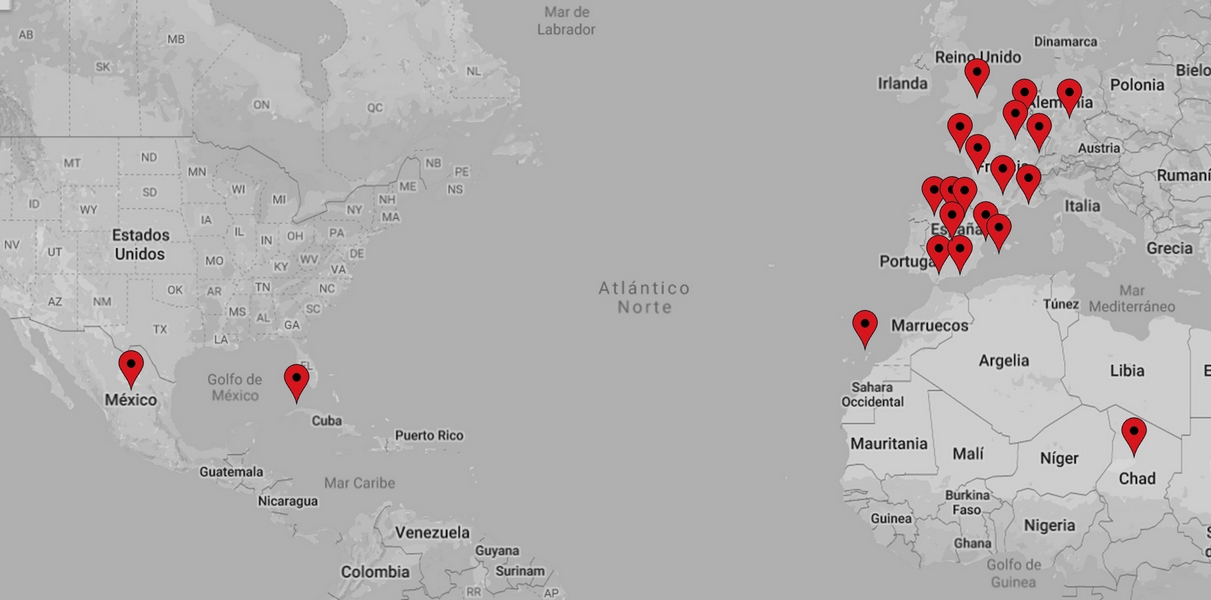 Mapa de ubicaciones de proyectos de acero realizados por Industrias del acero Cianco